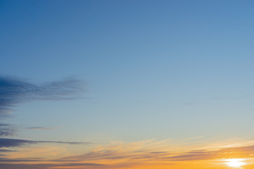 Fototapeta premium Orange sunrise. Soft gradient from orange to blue.