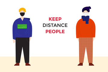 social distancing illustration of people giving distance to avoid coronavirus