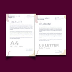 Letterhead layout with four corner abstract background Minimalist design