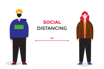 social distancing illustration of people giving distance to avoid coronavirus