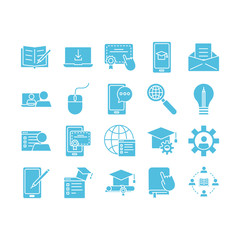bundle of education onsilhouette set icons