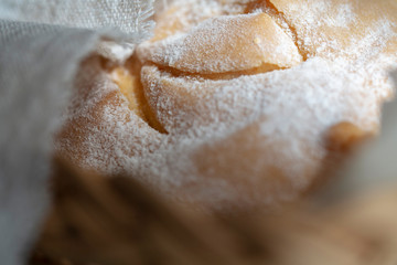 crust and pattern of homemade artisanal wholewheat bread