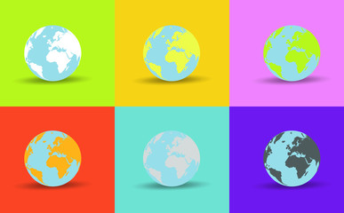 Earth icon. Globe vector illustration. Planet concept. Colorful
