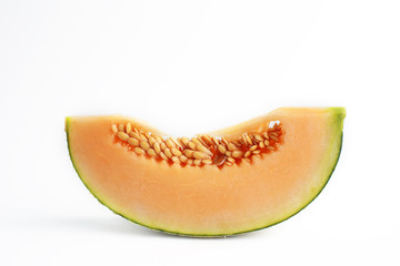 A juicy rockmelon from Japan on a white background