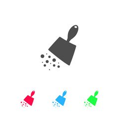 Scoop with garbage icon flat.