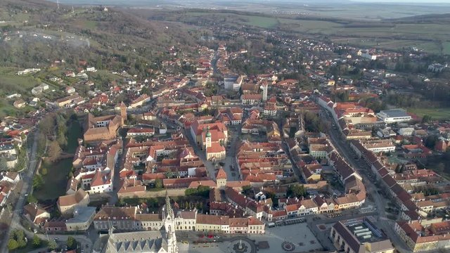 Aerial video of beautiful Koszeg, Hungary