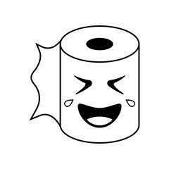 Toilet paper roll like an emoji. Smiling face. Cheer clipart for t-shirt, badge, doormat, pillow, card, package.