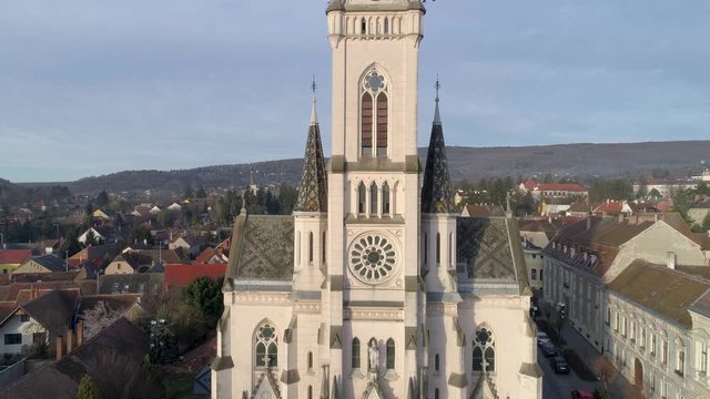 Aerial video of beautiful Koszeg, Hungary