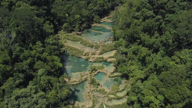 AERIAL: Semuc Champey waterfalls in Guatemala