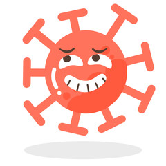 Vector set of cartoon red emoticons face covid-19, emoji cheating, cheeky face and roll eyes of corona virus, emotion cartoon characters illustration - dust floating isolated on white background 