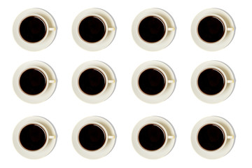 cup of coffee, pattern on a white background