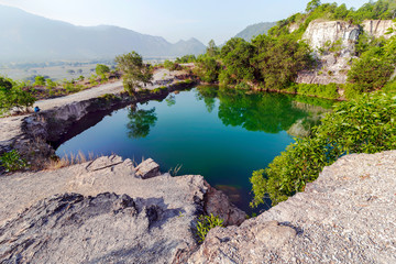 Fototapeta na wymiar Lake in mountains in Vietnam