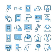 bundle of health online set icons