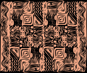 African tribal aborigines beige ornament. Geometric patterns. Vector illustration