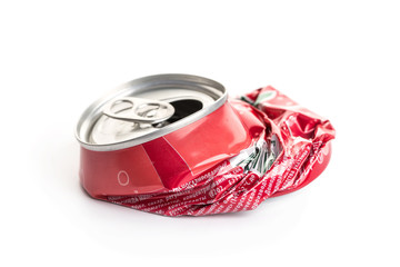 Naklejka premium Crumpled Aluminum can isolated on white background