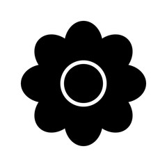 Fototapeta na wymiar Chamomile flower flat vector black icon isolated on a white background