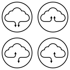 Obraz premium Set icons service cloud data storage, vector simple icons download and upload data