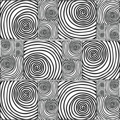 Fototapeta premium Squares with patterns inside. Tiles with illustrations.