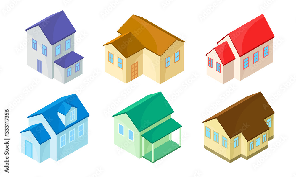 Canvas Prints isometric houses and buildings isolated on white background vector set