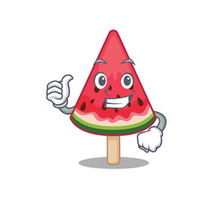 Cool watermelon ice cream cartoon design style making Thumbs up gesture