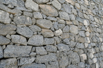 Natural stone texture background The stone walls of the house or garden are handmade.  stones were arranged in an orderly and strong order.