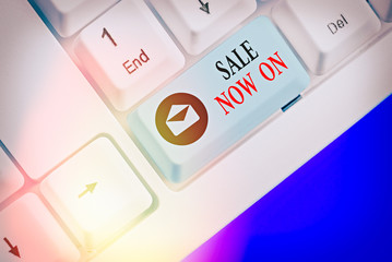 Handwriting text writing Sale Now On. Conceptual photo Discounts and promotional sales retail...