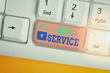 Conceptual hand writing showing Seo Service. Concept meaning techniques and procedures to increase...