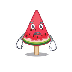 Cartoon picture of watermelon ice cream showing anxious face