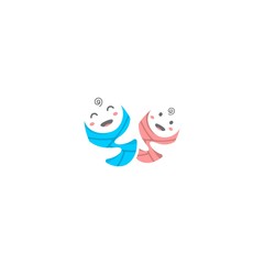 Twin baby cute Illustration logo