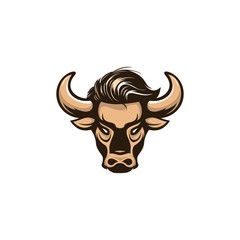 Bull with retro hair Illustration logo