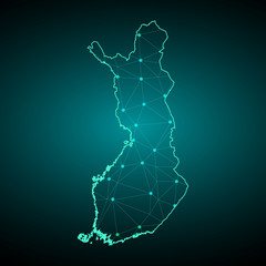 Map of Finland. Wire frame 3D mesh polygonal network line, Design sphere, dot and structure. Vector illustration eps 10. - Vector
