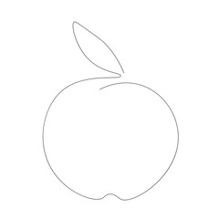 Apple icon line drawing isolated on the white background. Vector illustration.
