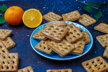Delicious puff pastry cookies,top view