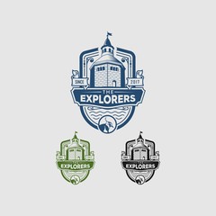 Obraz premium Vintage castle badge illustration logo