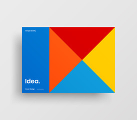 Creative business presentation vector A4 horizontal orientation front page mock up. Modern corporate report cover abstract geometric illustration design layout. Company identity brochure template.
