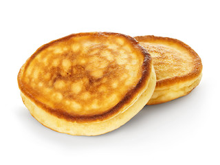 Delicious pancakes isolated on white background. American style.