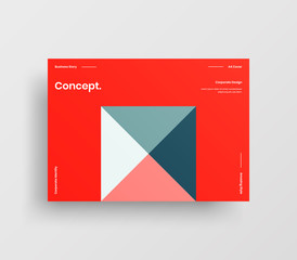 Creative business presentation vector A4 horizontal orientation front page mock up. Modern corporate report cover abstract geometric illustration design layout. Company identity brochure template.
