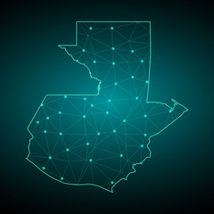 Map of Guatemala. Wire frame 3D mesh polygonal network line, design sphere, dot and structure. Vector illustration eps 10. - Vector