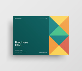 Creative business presentation vector A4 horizontal orientation front page mock up. Modern corporate report cover abstract geometric illustration design layout. Company identity brochure template.