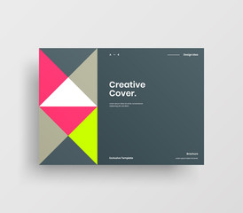 Creative business presentation vector A4 horizontal orientation front page mock up. Modern corporate report cover abstract geometric illustration design layout. Company identity brochure template.