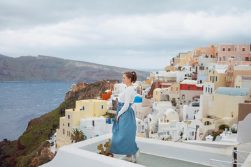 woman on santorini