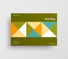 Creative business presentation vector A4 horizontal orientation front page mock up. Modern corporate report cover abstract geometric illustration design layout. Company identity brochure template.