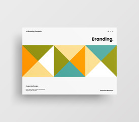 Creative business presentation vector A4 horizontal orientation front page mock up. Modern corporate report cover abstract geometric illustration design layout. Company identity brochure template.
