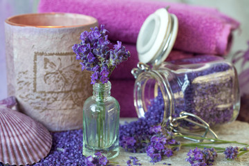 Obraz na płótnie Canvas Purple Fragrant Lavender Blossom Still Life