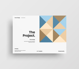 Creative business presentation vector A4 horizontal orientation front page mock up. Modern corporate report cover abstract geometric illustration design layout. Company identity brochure template.
