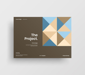 Creative business presentation vector A4 horizontal orientation front page mock up. Modern corporate report cover abstract geometric illustration design layout. Company identity brochure template.
