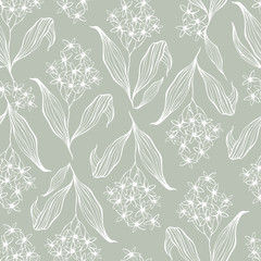Fototapeta premium Vector seamless pattern with hand drawn flowers.