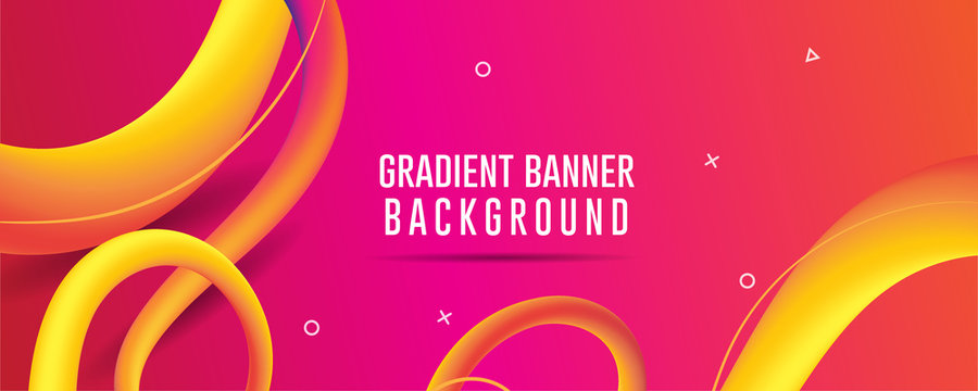 Orange Abstract Gradient Background Banner, Fluid Abstract Backgrouds