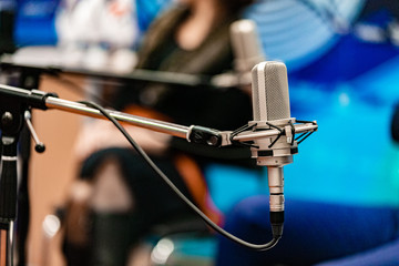 microphones at a radio studio
