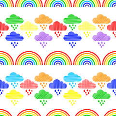 Rainbow. Seamless pattern. Childish cute graphic. Vector illustration for web design or print.